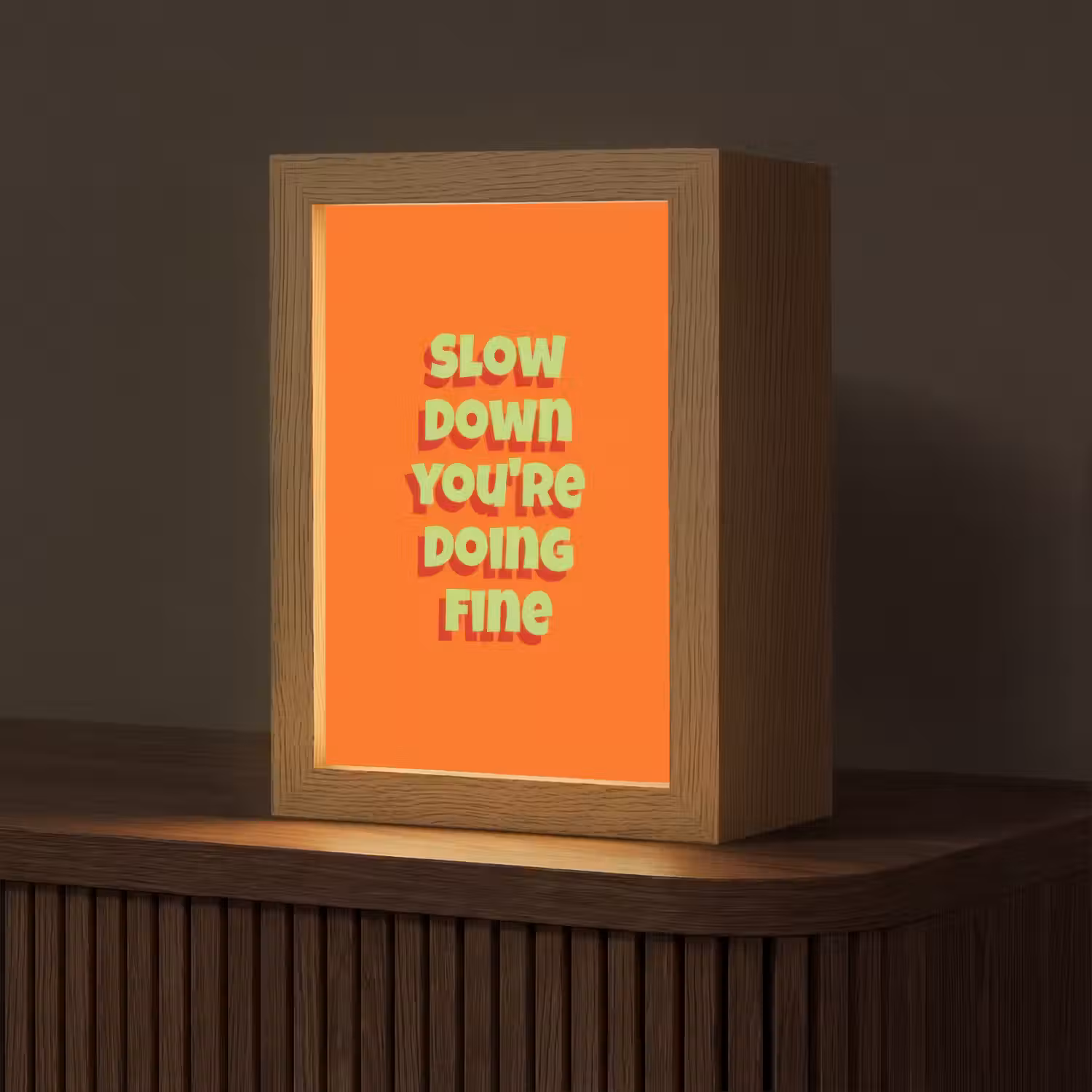 Slow down you're doing fine - Oranje - Simple Light Box met kabel (Tafellamp) klein -z3d_website