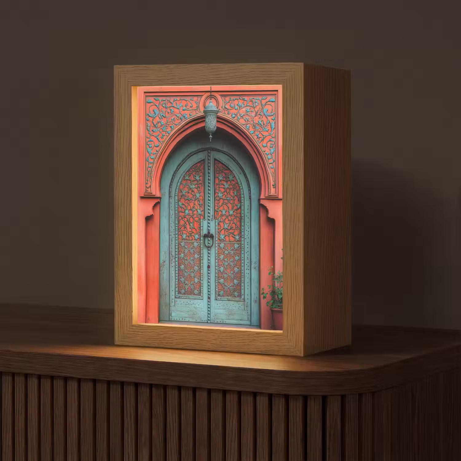 Lantaarn - Deur - Turquoise Light Box met kabel (Tafellamp) klein -z3d_website