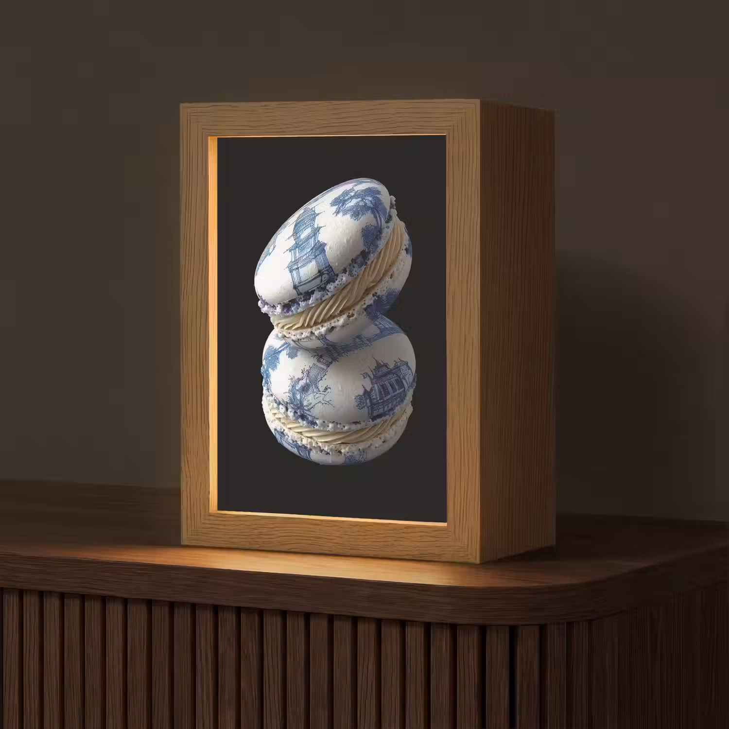 Eten - Macarons - Delfts blauw - Koekjes Light Box met kabel (Tafellamp) klein -z3d_website