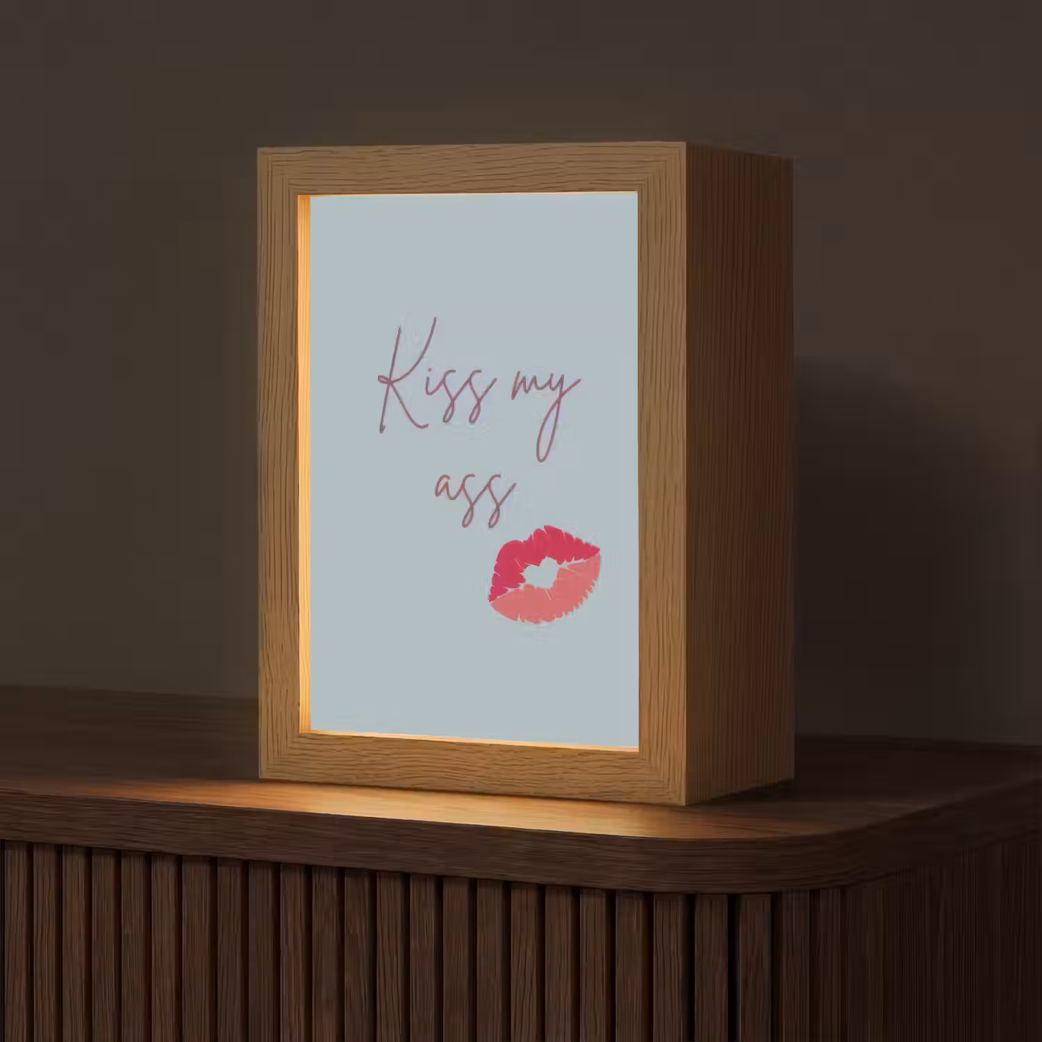 Kiss my ass - Lip - Blauw Light Box met kabel (Tafellamp) klein -z3d_website