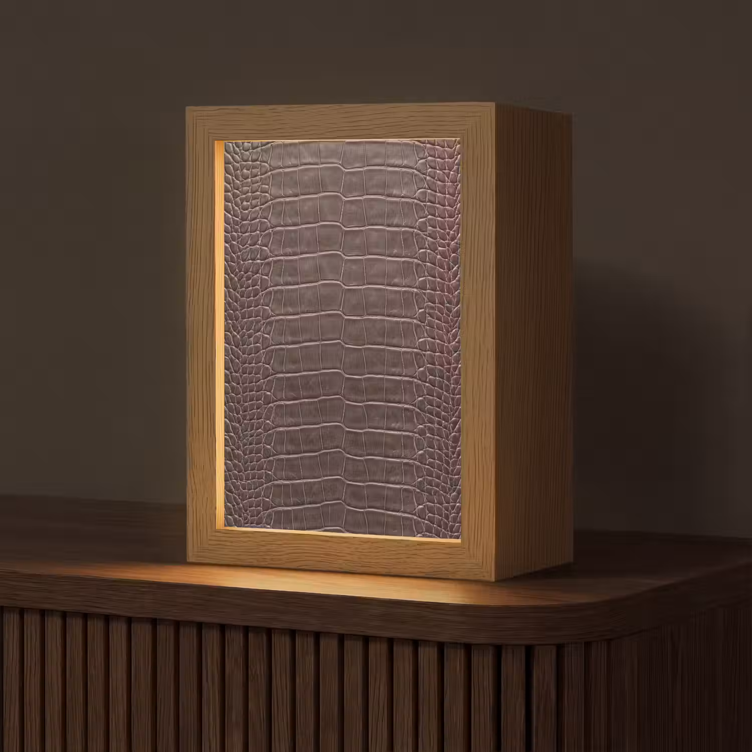 Leer - Krokodil - Mat Light Box met kabel (Tafellamp) klein -z3d_website