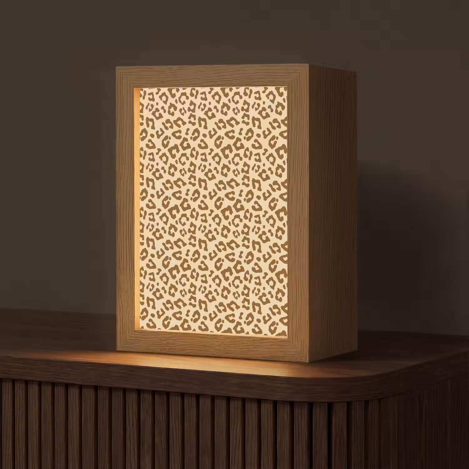 Luipaard - Bruin - Patroon Light Box met kabel (Tafellamp) klein 925 -z3d_website