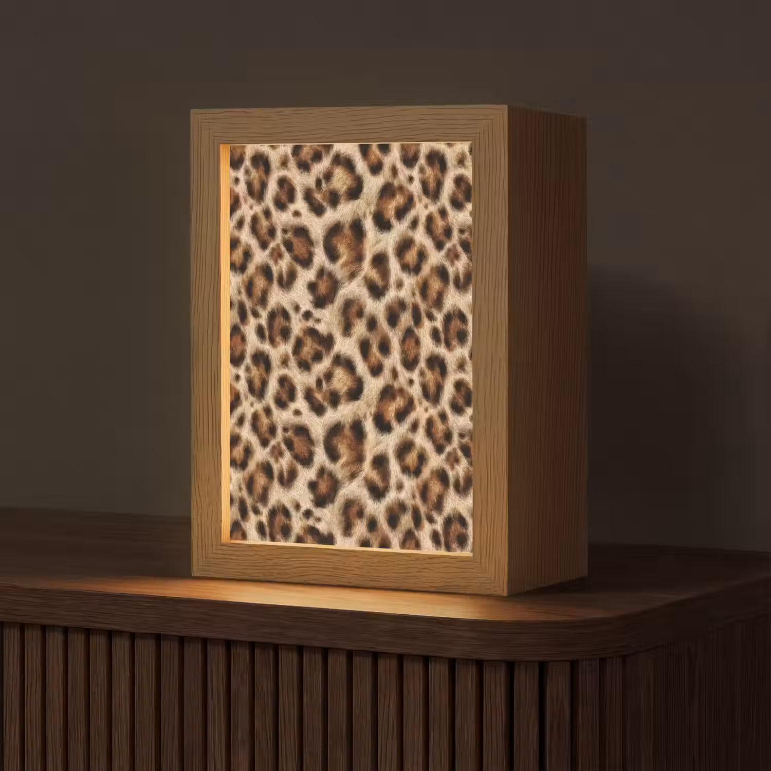 Luipaard - Vacht - Bruin Light Box met kabel (Tafellamp) klein 925 -z3d_website