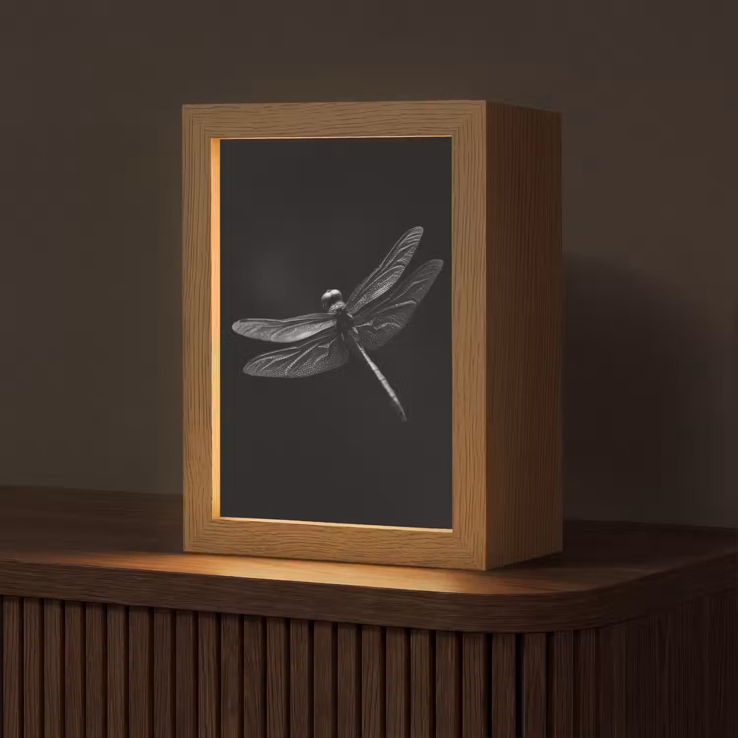 Libelle - Dieren - Zwart - Insect Light Box met kabel (Tafellamp) klein -z3d_website
