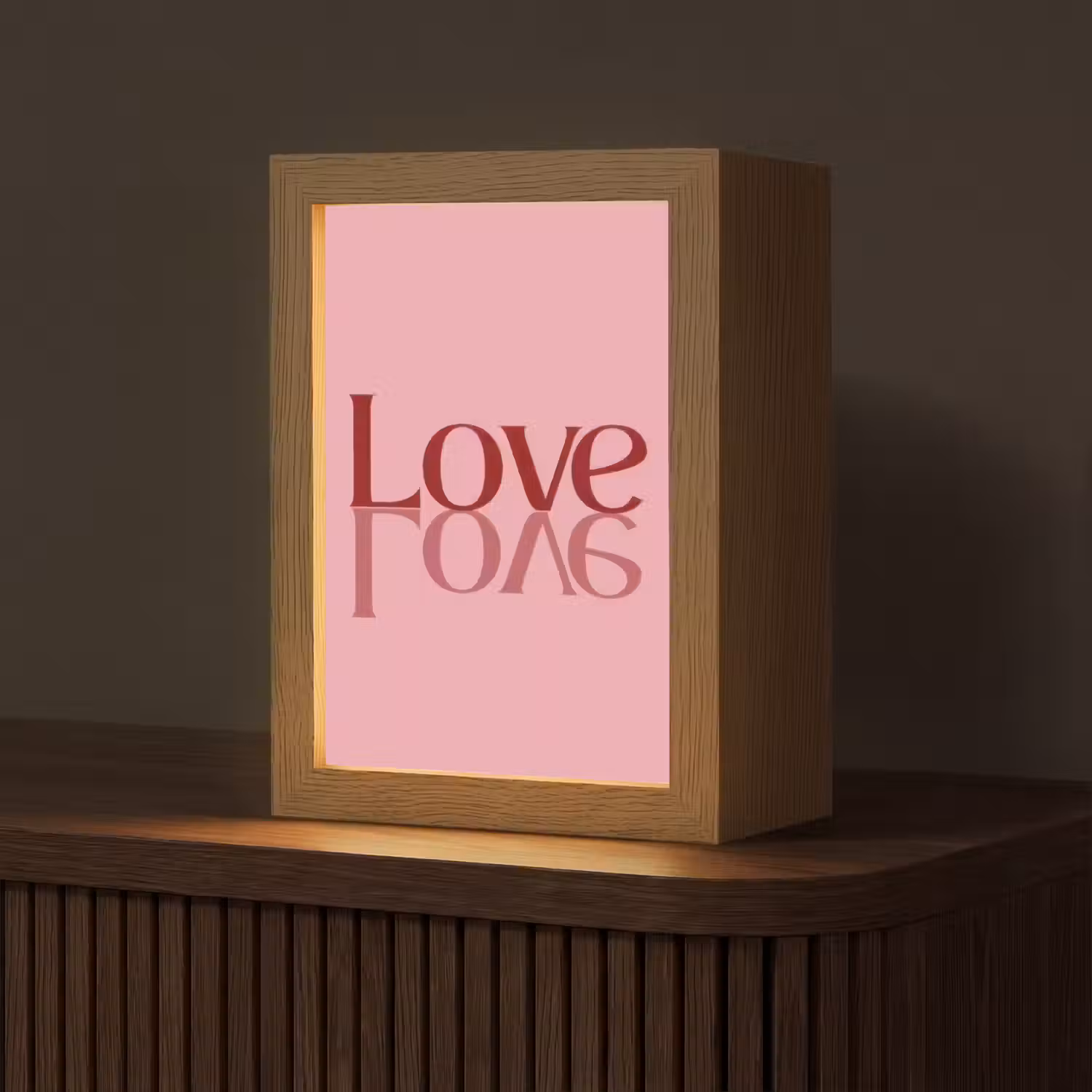 Love - Roze - Spiegeling Light Box met kabel (Tafellamp) klein -z3d_website
