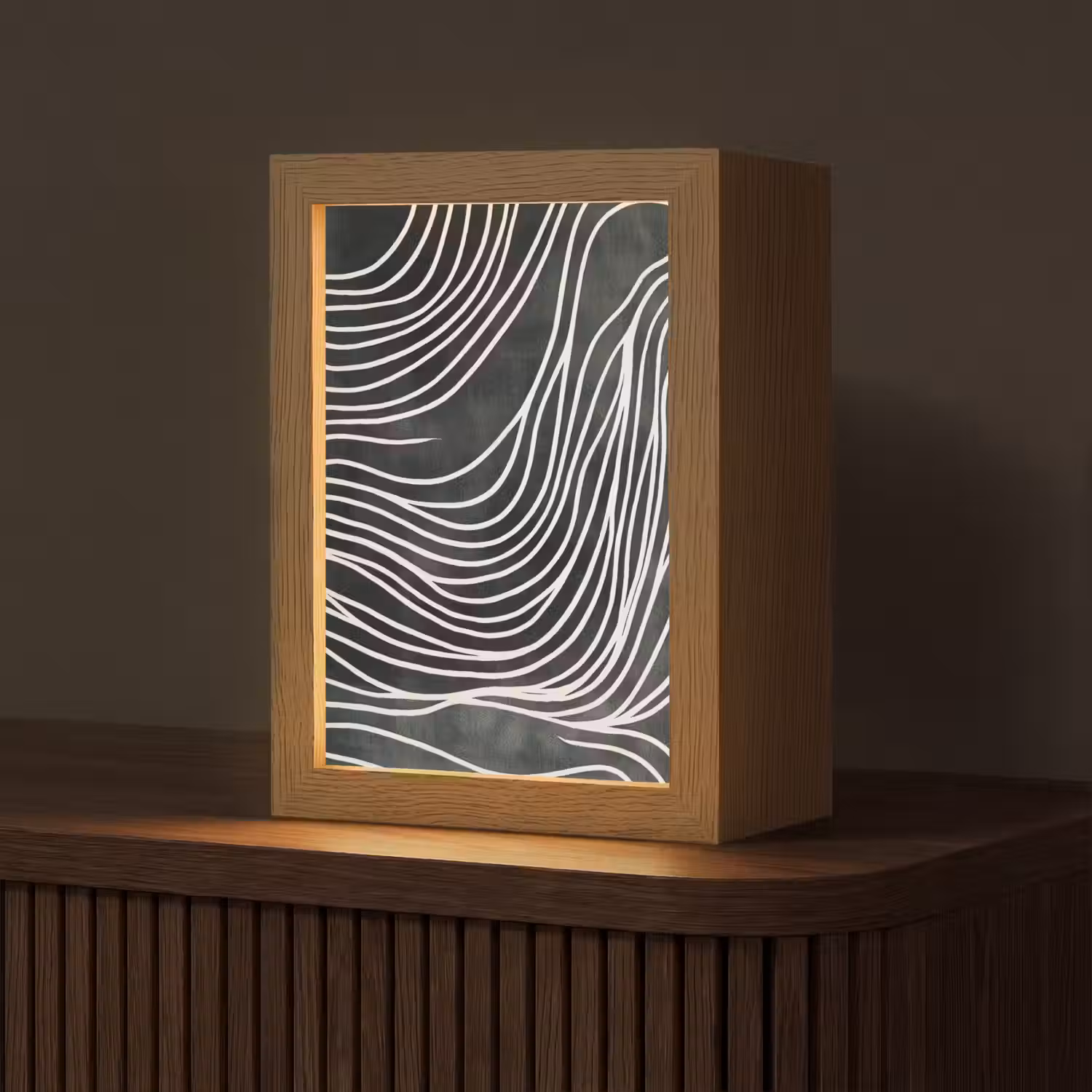 Lijnen - Patroon - Abstract - Wit Light Box met kabel (Tafellamp) klein -z3d_website