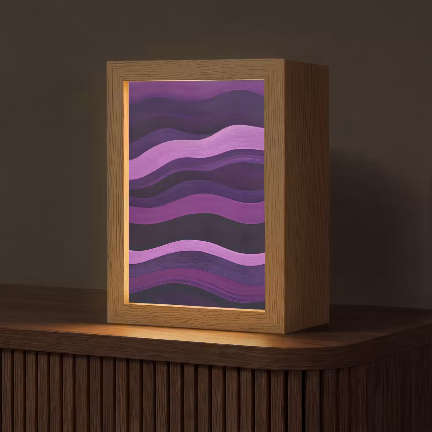 Lijnen - Golven - Paars - Abstract Light Box met kabel (Tafellamp) klein -z3d_website