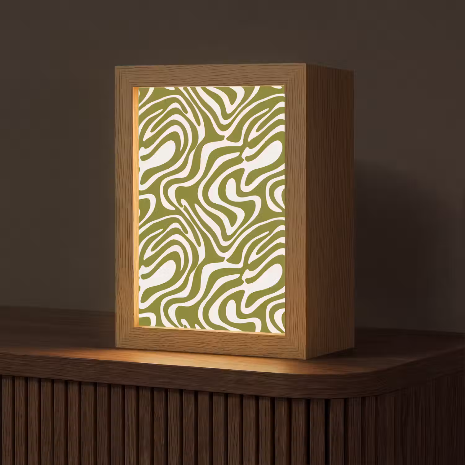 Lijnpatroon - Groen - Organisch Light Box met kabel (Tafellamp) klein 925 -z3d_website