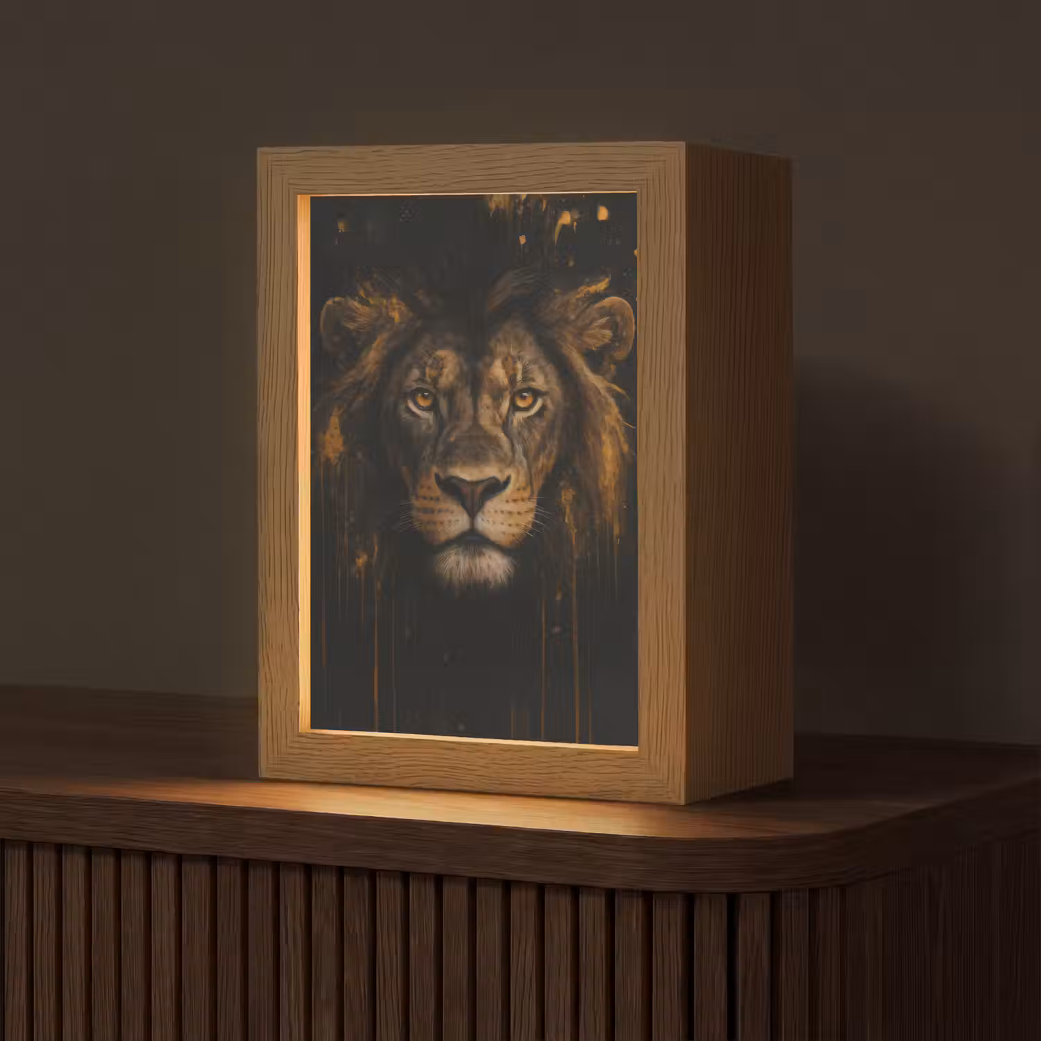 Leeuw - Goud - Druppels Light Box met kabel (Tafellamp) klein -z3d_website