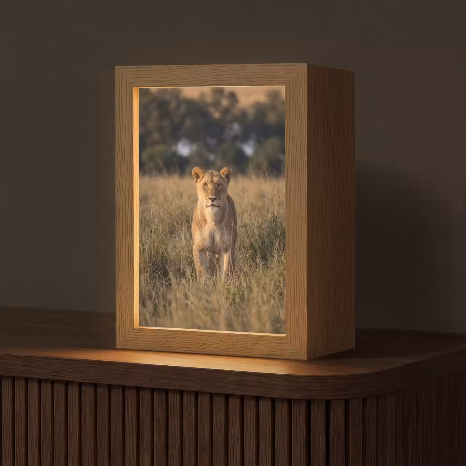 Leeuwin - Gras - Geel Light Box met kabel (Tafellamp) klein -z3d_website