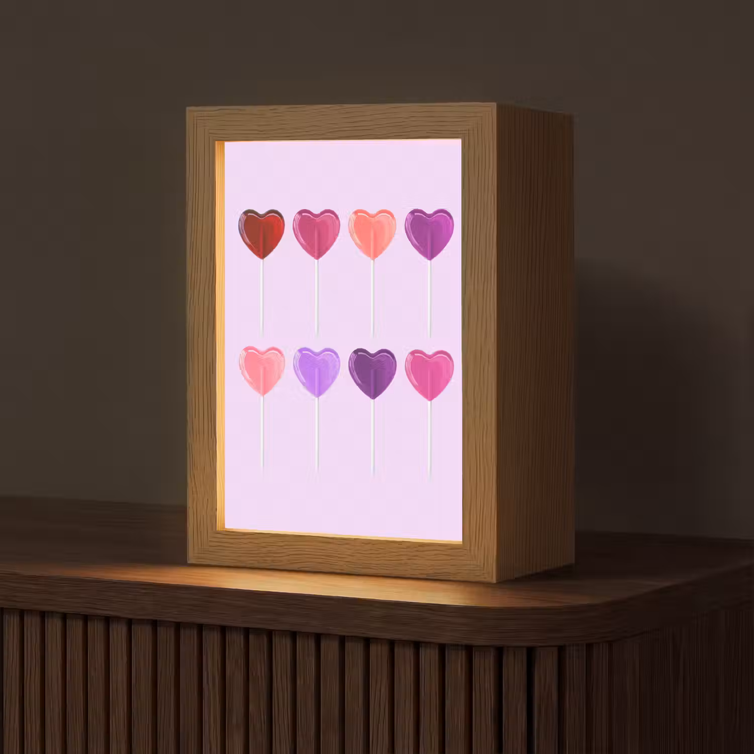 Lolly - Hart - Roze - Snoep Light Box met kabel (Tafellamp) klein -z3d_website