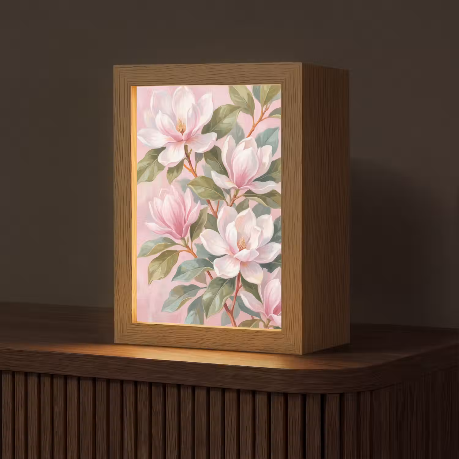 Magnolia's - Patroon - Roze Light Box met kabel (Tafellamp) klein -z3d_website
