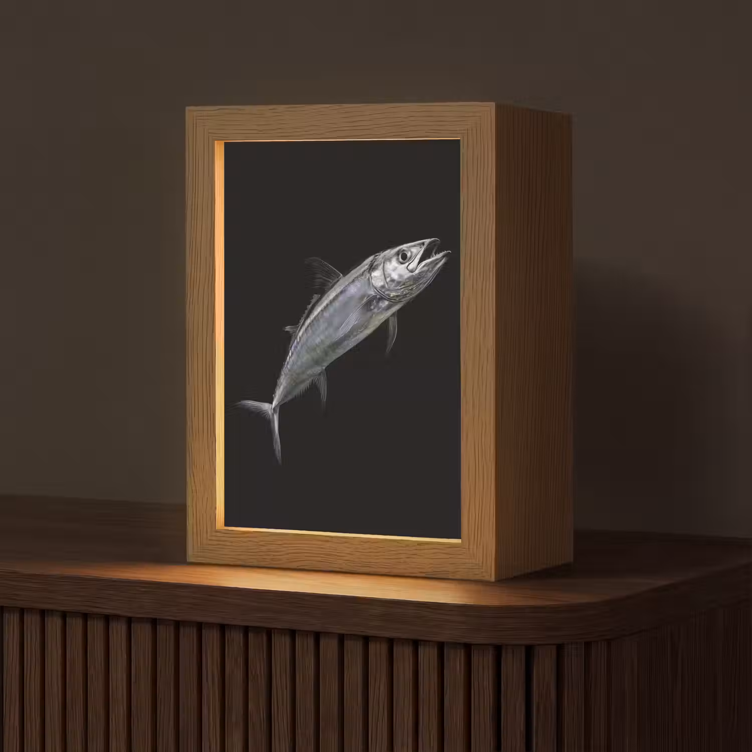 Makreel - Vis - Zwart Light Box met kabel (Tafellamp) klein -z3d_website