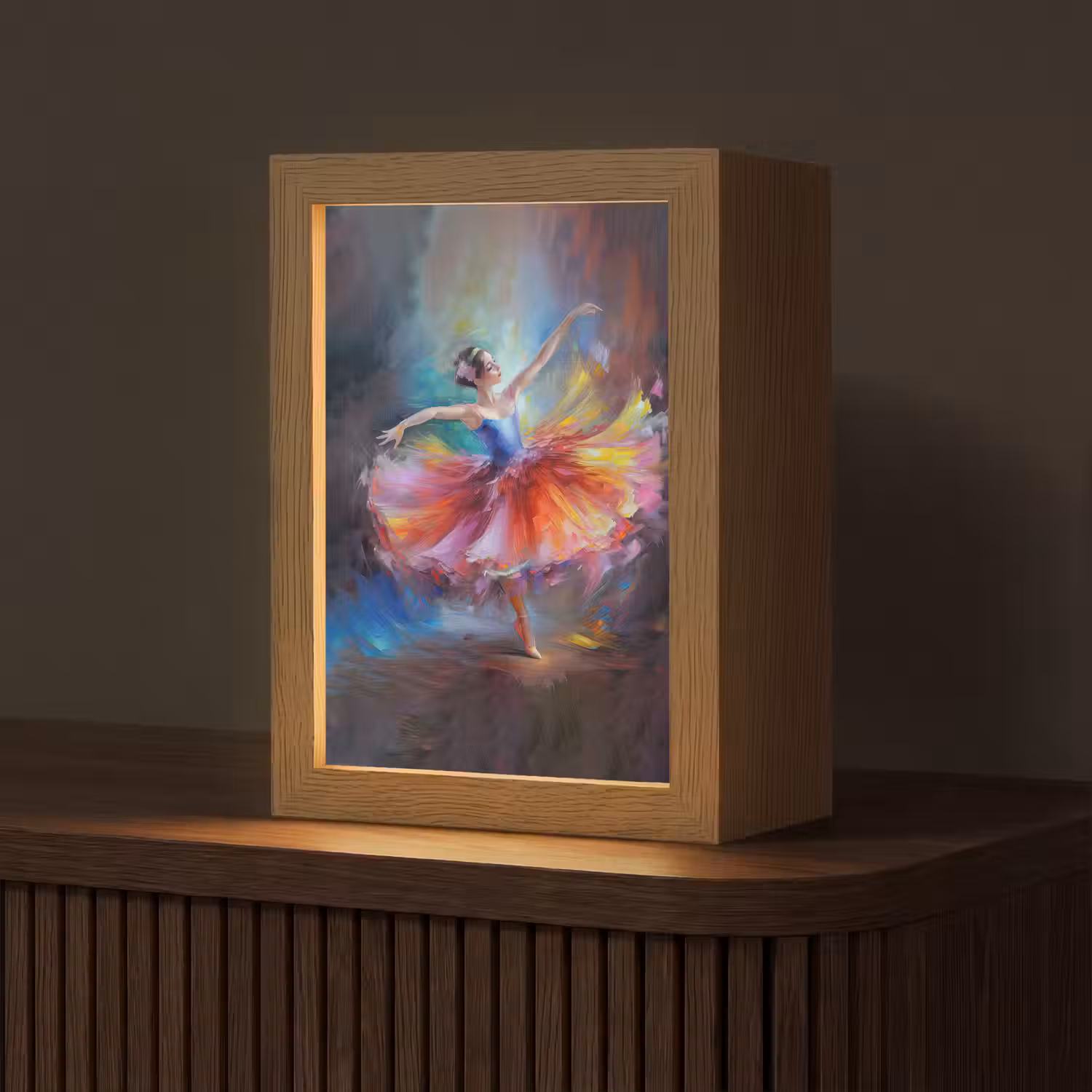 Schilderij - Olieverf - Dans - Ballerina Light Box met kabel (Tafellamp) klein -z3d_website