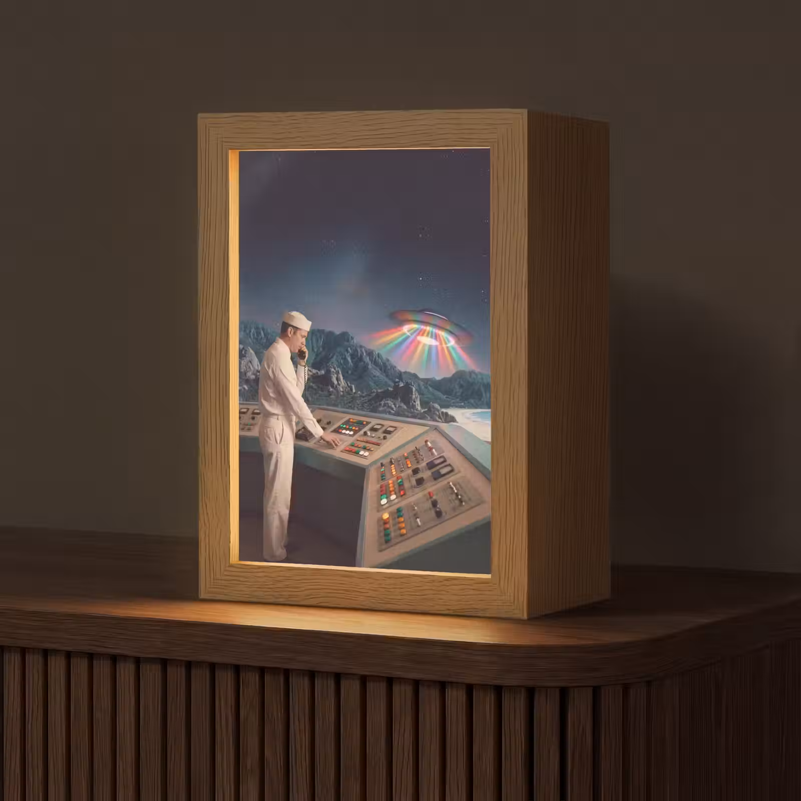 Tischlampe - Mann – Kontrollraum – Strand - Man - Controlekamer - Strand Light Box met kabel (Tafellamp) klein