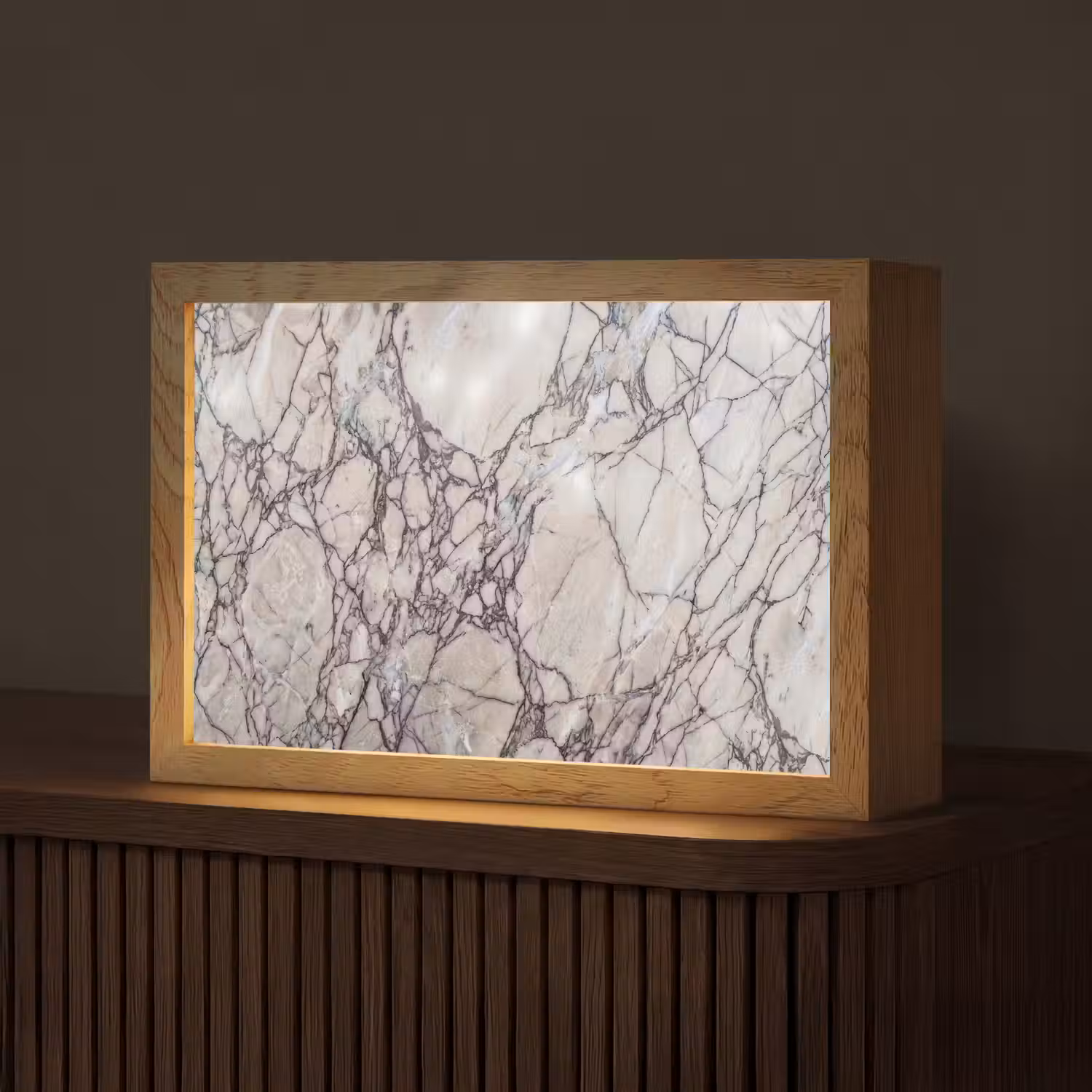 Marmer - Aderen - Patroon - Wit - Grijs Light Box met kabel (Tafellamp) klein -z3d_website