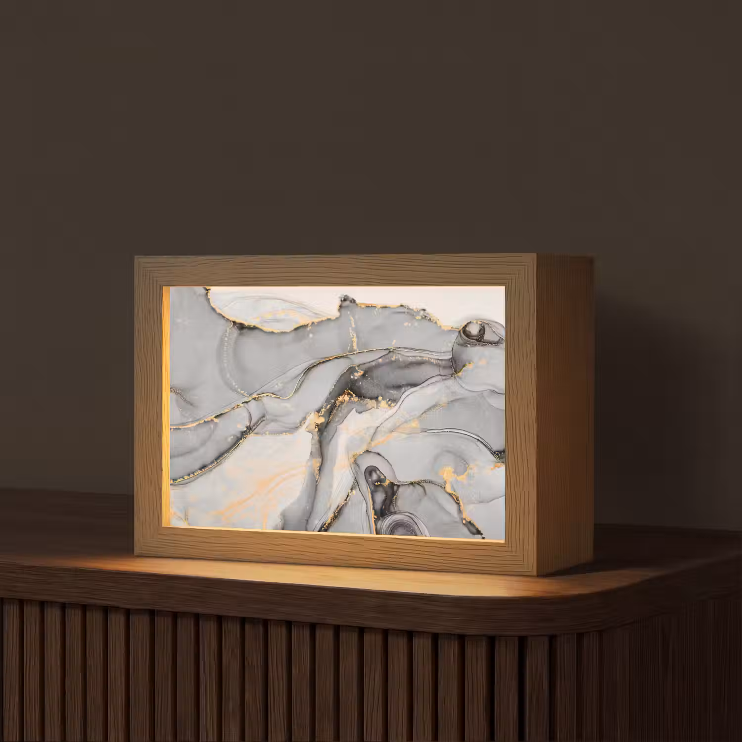 Marmer - Goud - Grijs Light Box met kabel (Tafellamp) klein -z3d_website