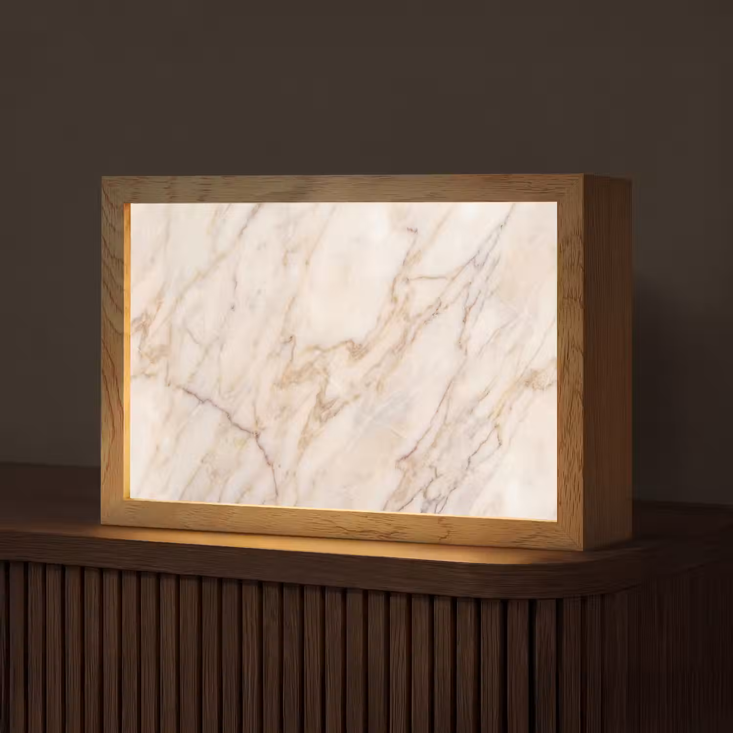 Marmer - Ader - Abstract - Wit - Goud Light Box met kabel (Tafellamp) klein -z3d_website