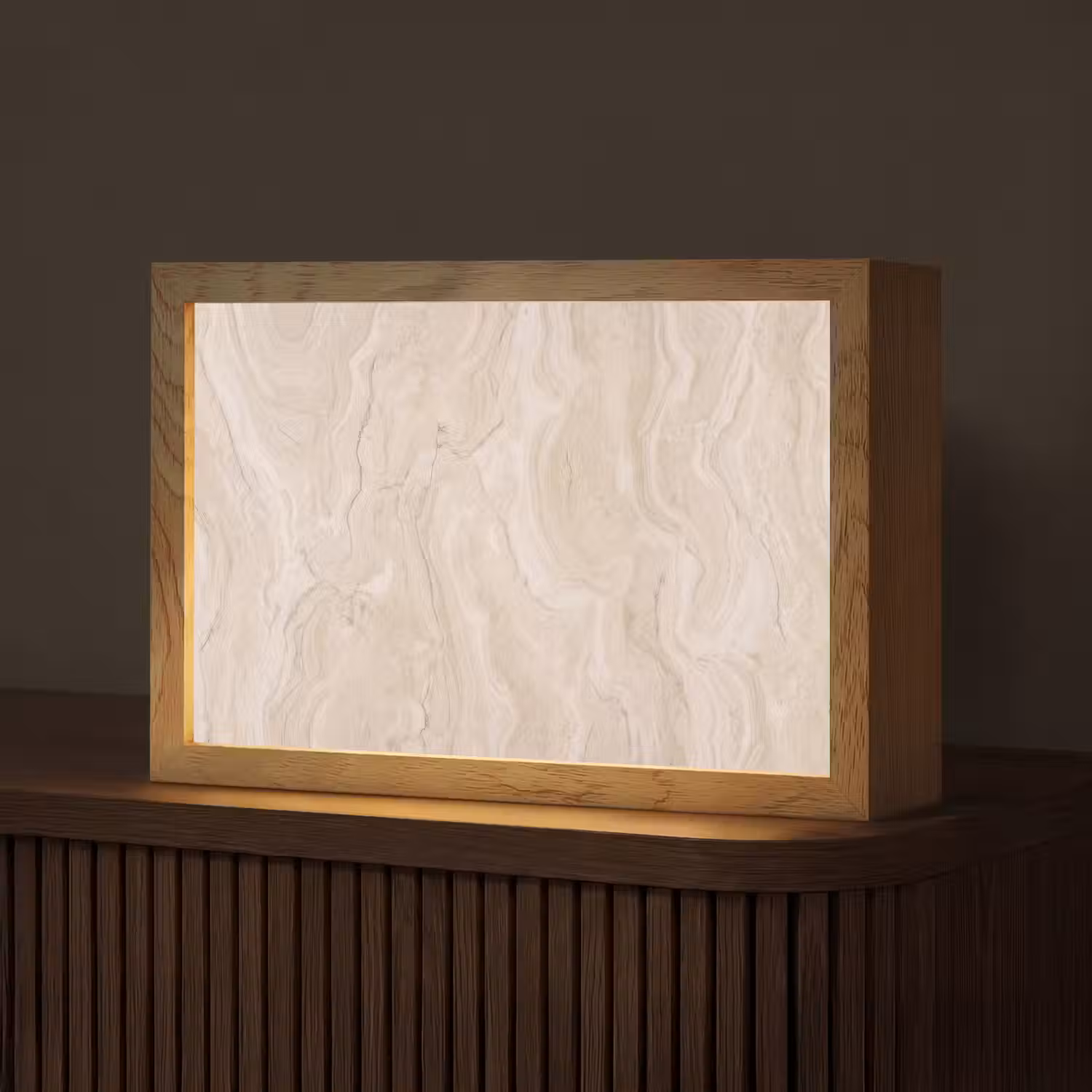 Marmer - Patroon - Beige - Steen - Abstract Light Box met kabel (Tafellamp) klein -z3d_website