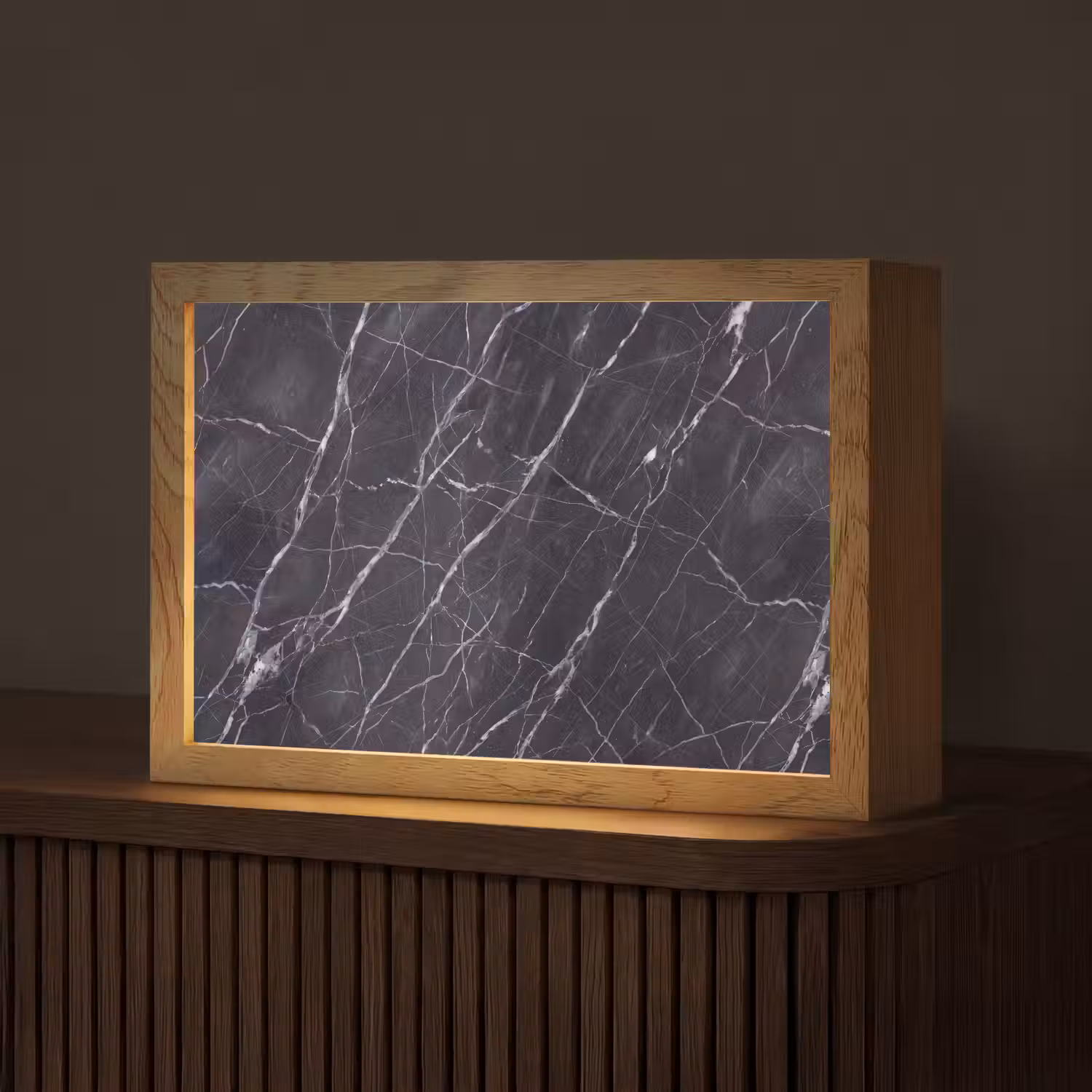 Marmer - Patroon - Modern - Zwart - Wit Light Box met kabel (Tafellamp) klein -z3d_website