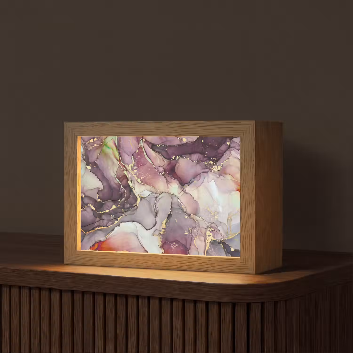 Marmer - Rood - Paars - Goud Light Box met kabel (Tafellamp) klein -z3d_website