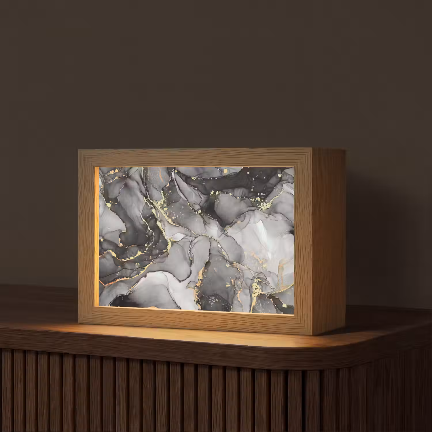 Marmer - Zwart - Goud - Grijs Light Box met kabel (Tafellamp) klein -z3d_website