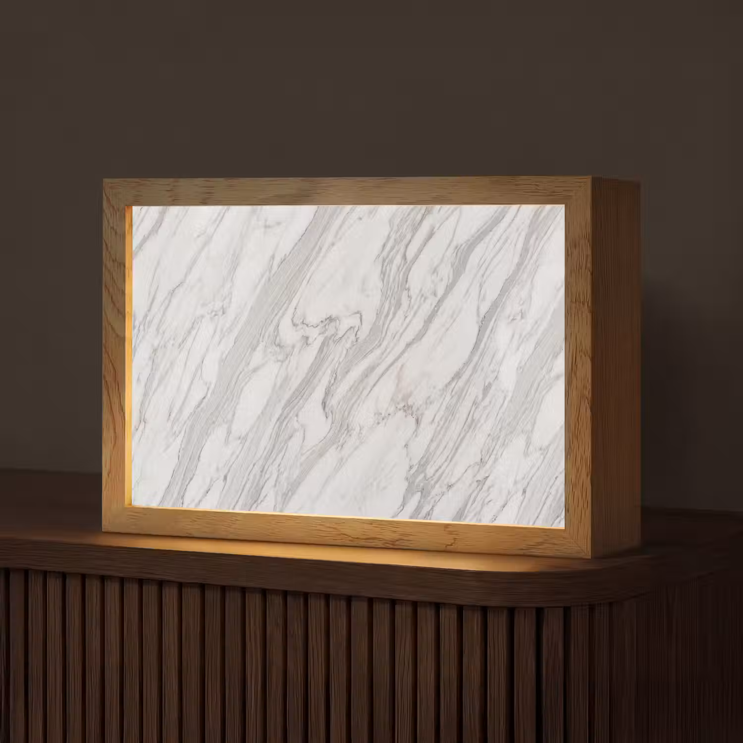 Marmer - Wit - Grijs - Structuur - Modern Light Box met kabel (Tafellamp) klein -z3d_website