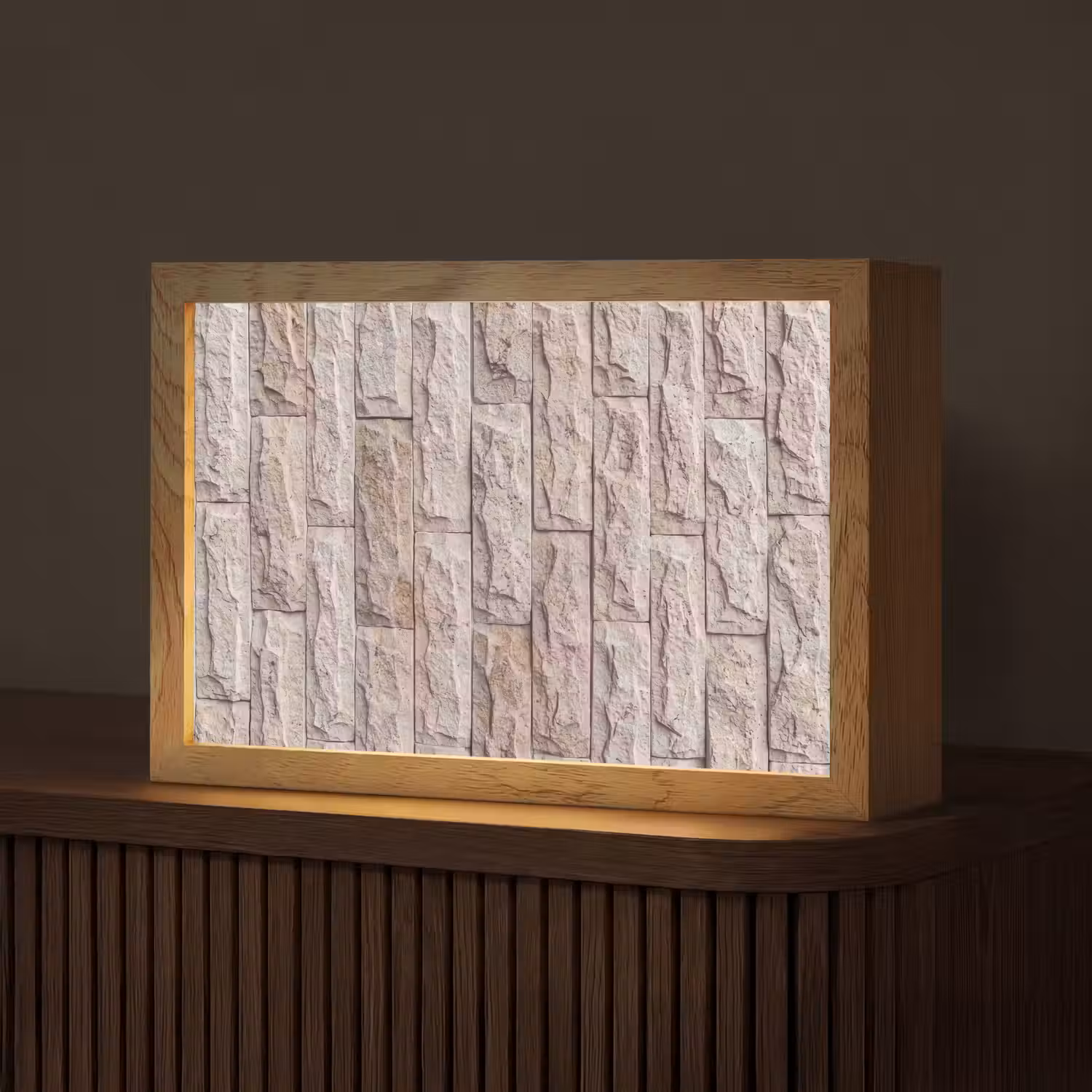 Muur - Steen - Ruw - Beige - Textuur Light Box met kabel (Tafellamp) klein -z3d_website