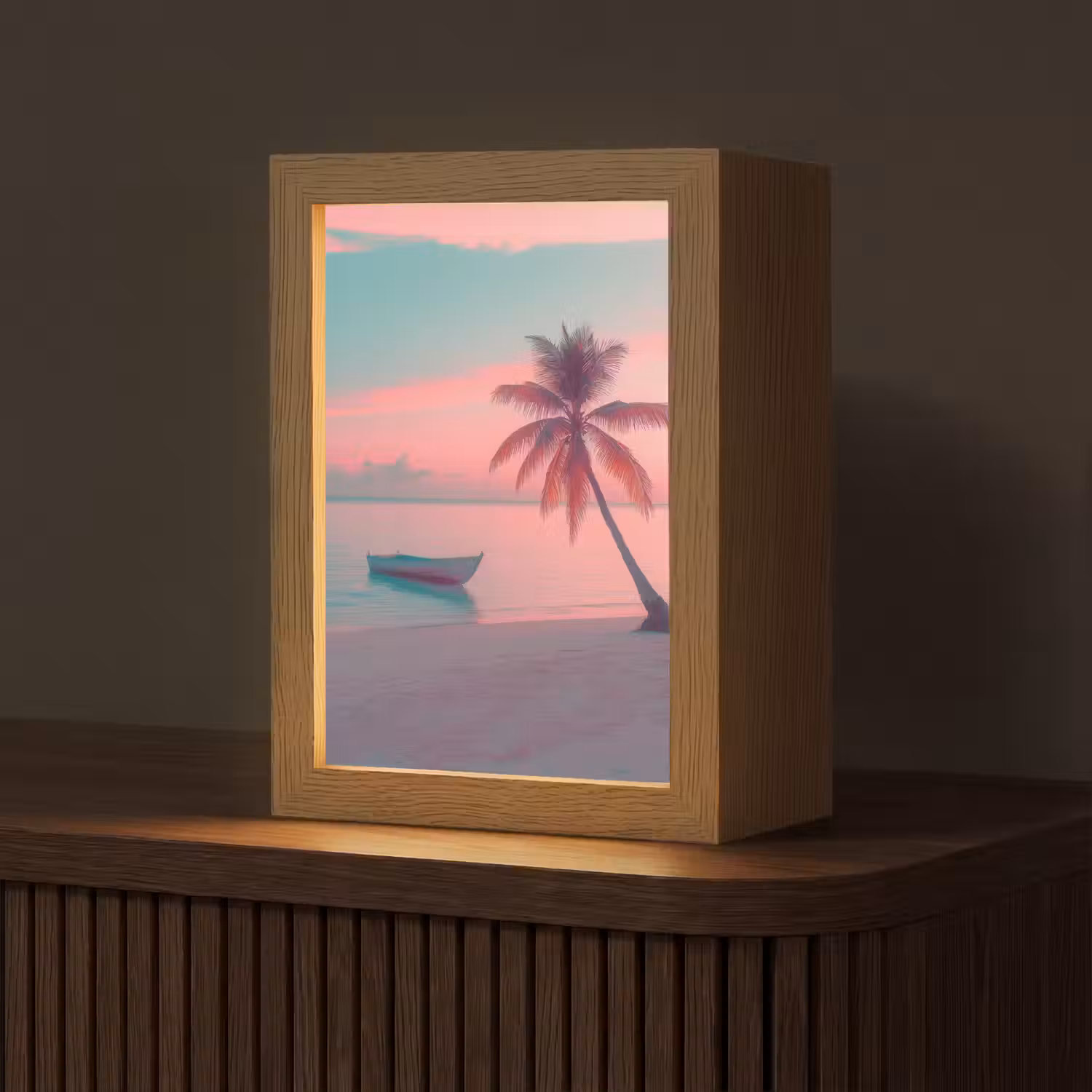 Zee - Boot - Zonsondergang Light Box met kabel (Tafellamp) klein -z3d_website