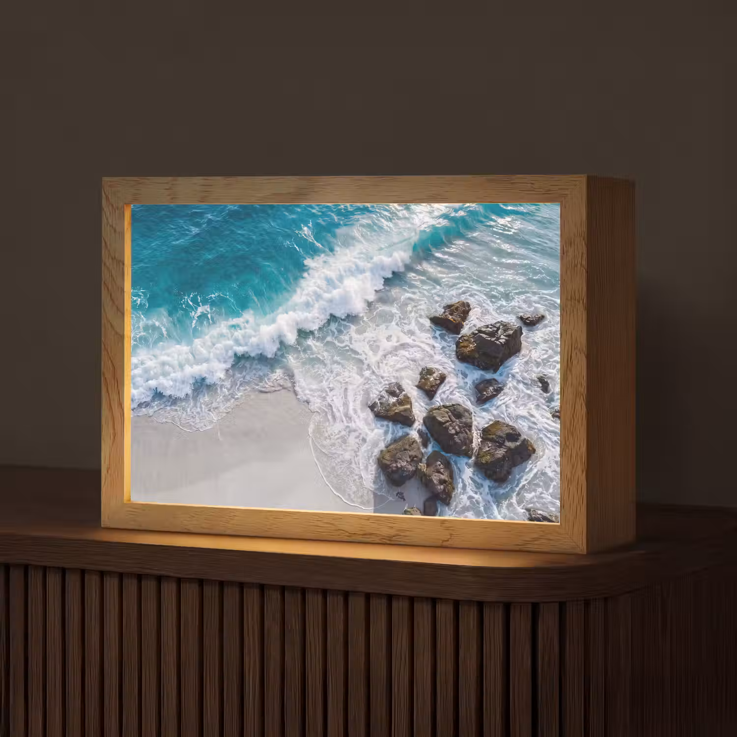 Zee - Golf - Strand - Natuur - Blauw Light Box met kabel (Tafellamp) klein -z3d_website