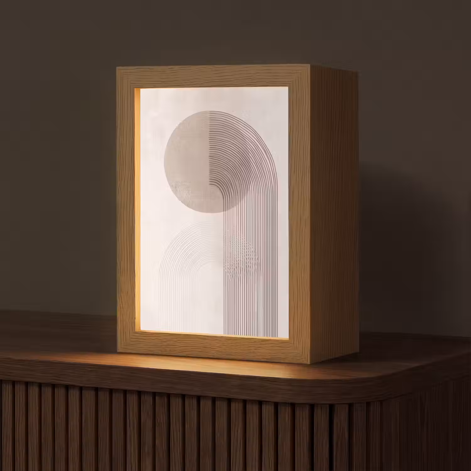 Minimalistisch - Cirkel - Lichtgrijs Light Box met kabel (Tafellamp) klein -z3d_website