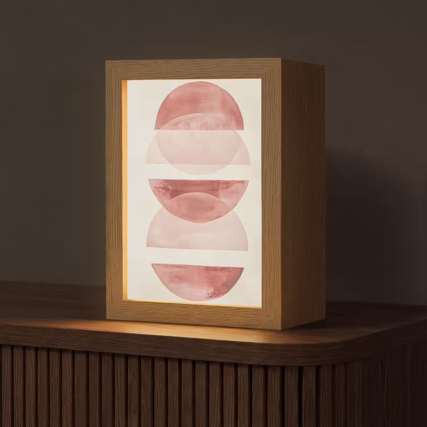 Minimalistisch - Cirkels - Roze Light Box met kabel (Tafellamp) klein -z3d_website
