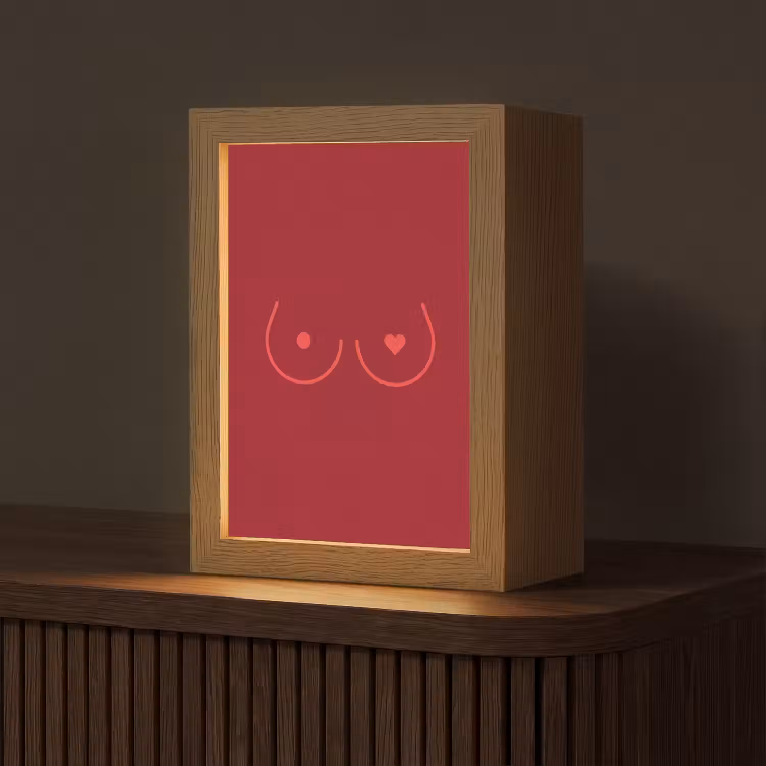Minimalistisch - Lijnillustratie - Rood Light Box met kabel (Tafellamp) klein -z3d_website