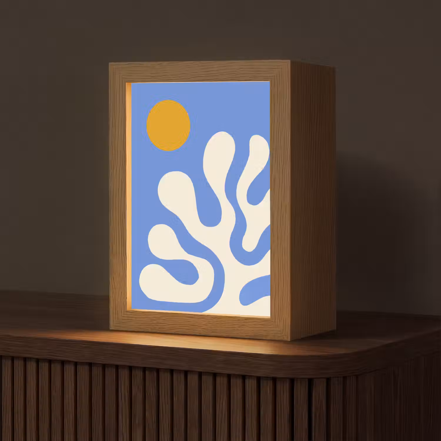 Minimalistisch - Organisch patroon - Blauw Light Box met kabel (Tafellamp) klein -z3d_website