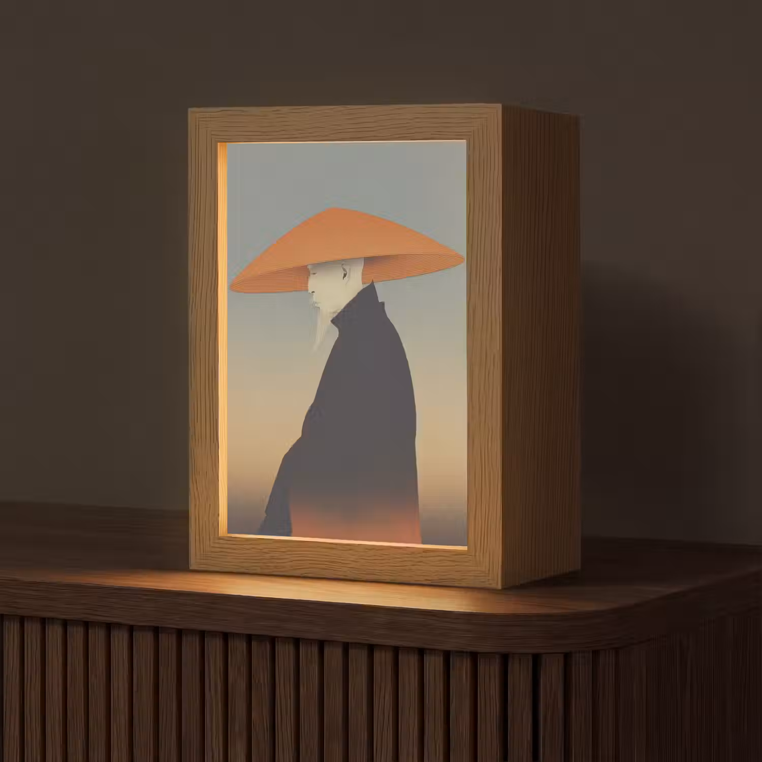 Minimalistisch - Silhouet - Oranje Light Box met kabel (Tafellamp) klein -z3d_website