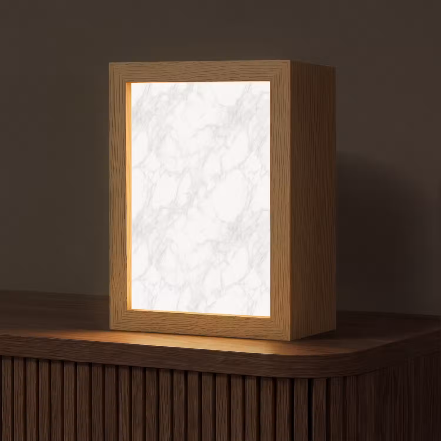 Minimalistisch - Wit - Grijze aders Light Box met kabel (Tafellamp) klein 925 -z3d_website