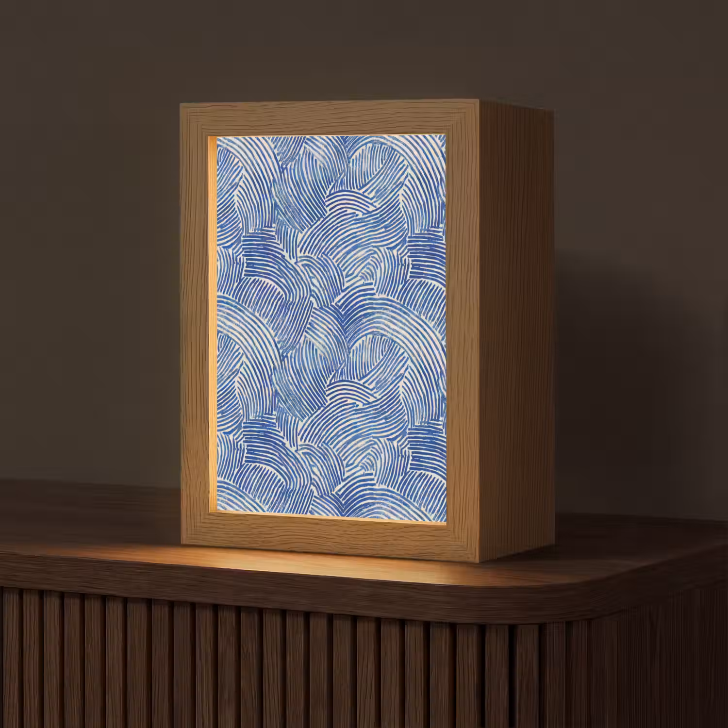 Modern - Abstract - Blauw Light Box met kabel (Tafellamp) klein 925 -z3d_website