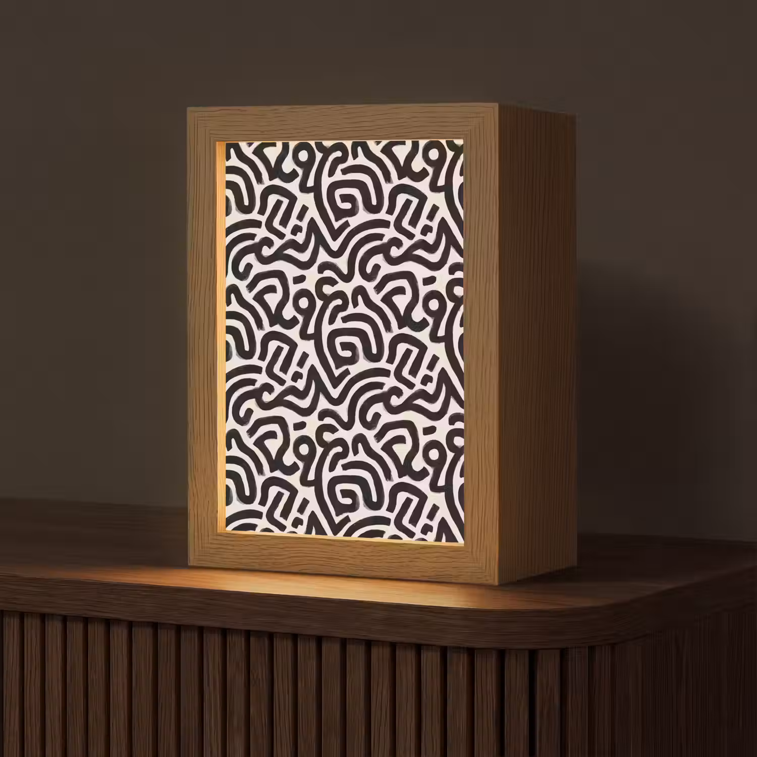 Modern - Abstract - Zwart Light Box met kabel (Tafellamp) klein 925 -z3d_website