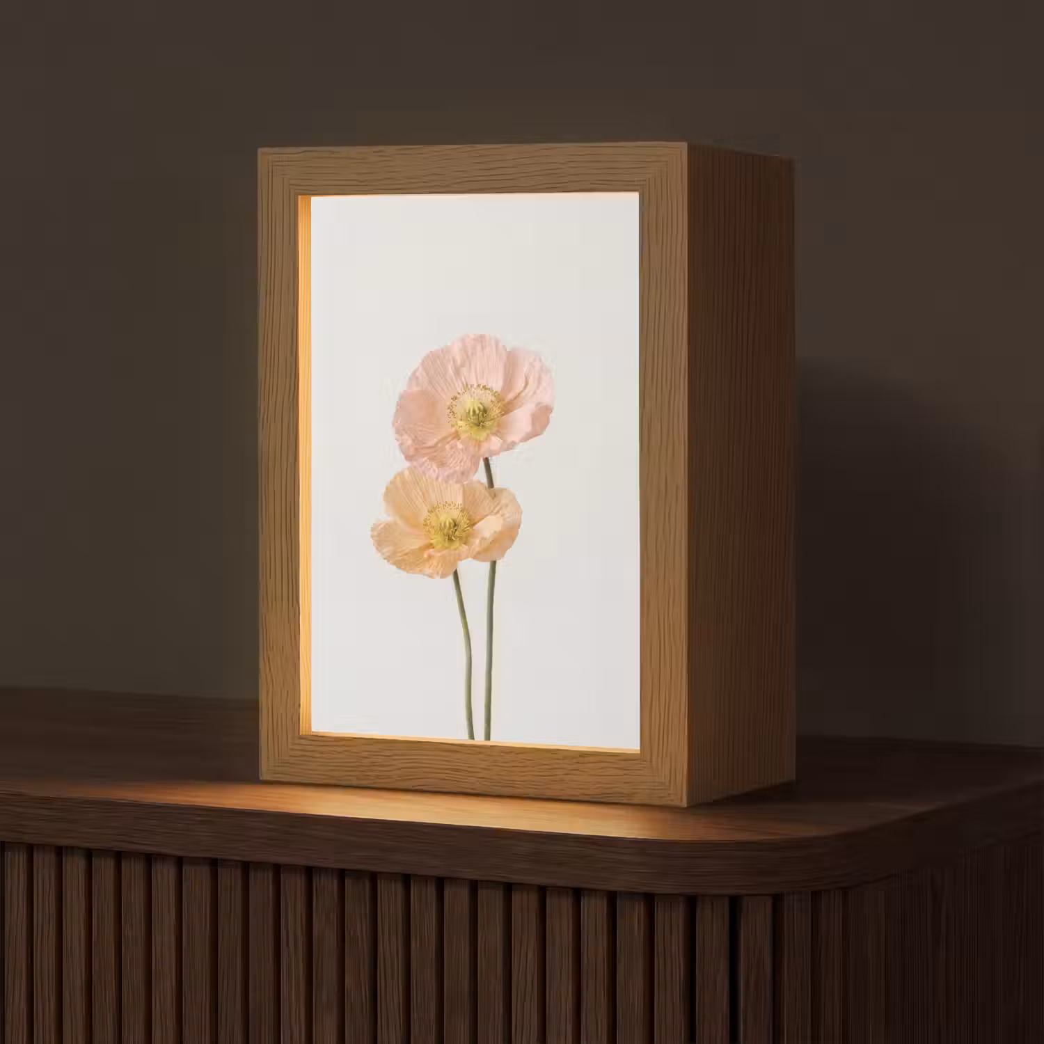 Papavers - Botanisch - Roze Light Box met kabel (Tafellamp) klein -z3d_website