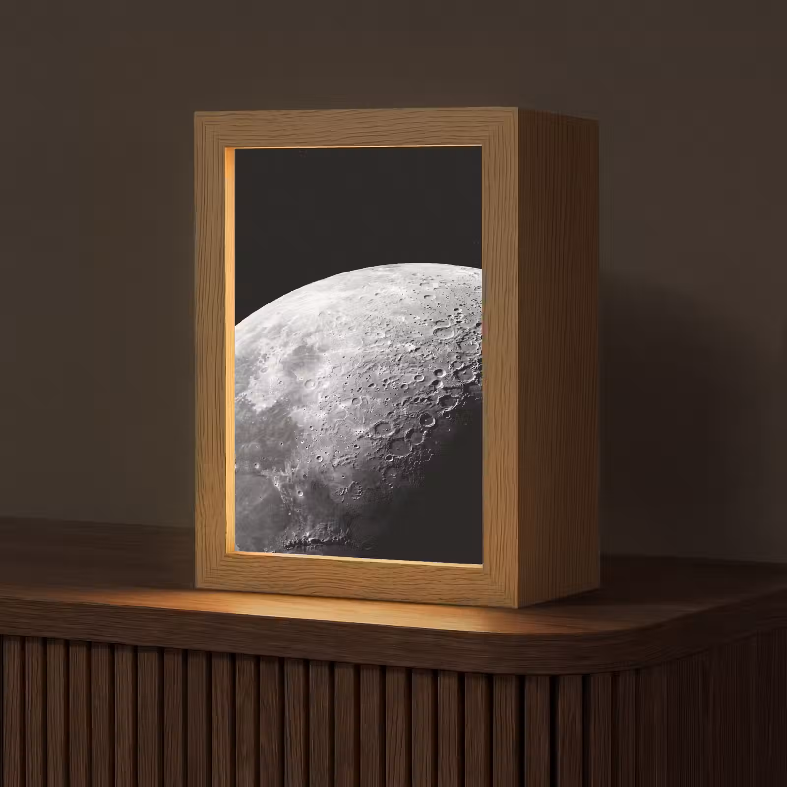 Tischlampe - Mond – Krater – Weltraum - Maan - Kraters - Ruimte Light Box met kabel (Tafellamp) klein