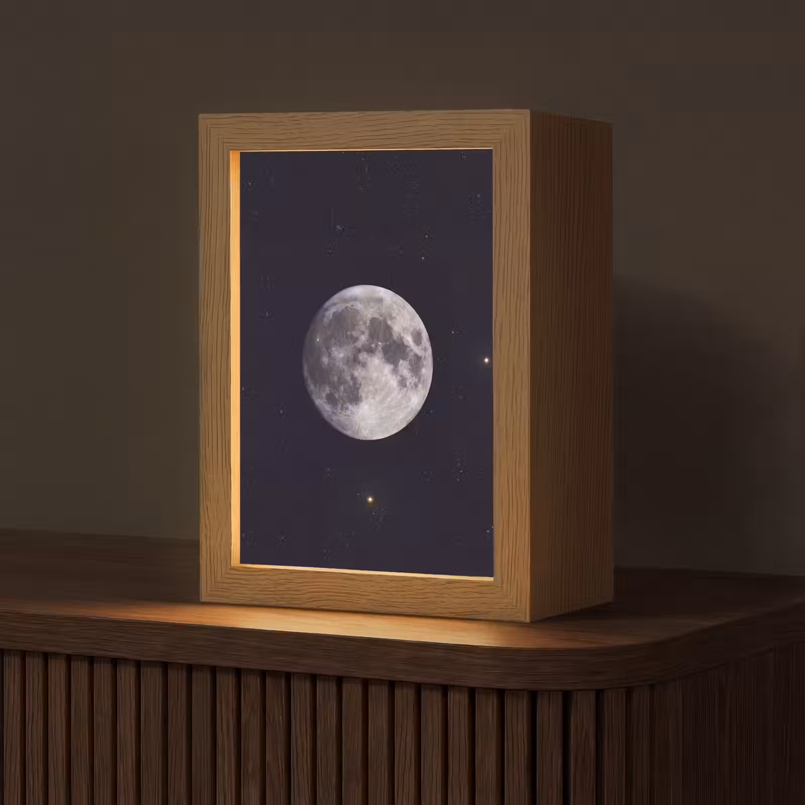 Tischlampe - Mond – Sterne – Weltraum - Maan - Sterren - Ruimte Light Box met kabel (Tafellamp) klein
