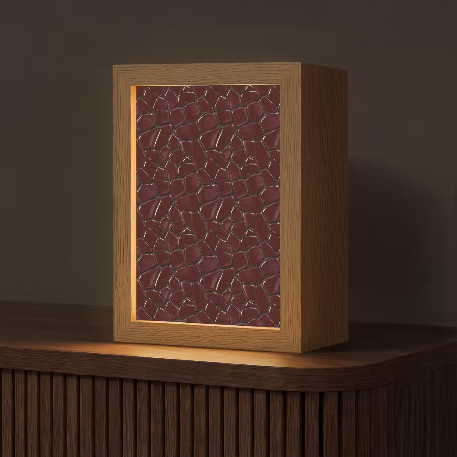 Mozaïek - Tegel - Bordeauxrood Light Box met kabel (Tafellamp) klein 925 -z3d_website
