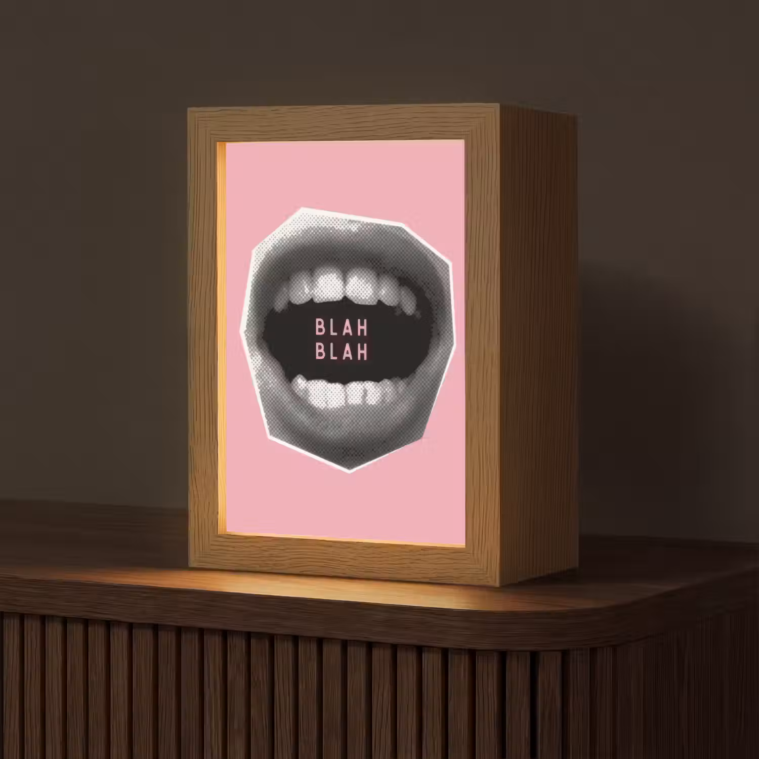 Mond - BLAH BLAH - Roze Light Box met kabel (Tafellamp) klein -z3d_website