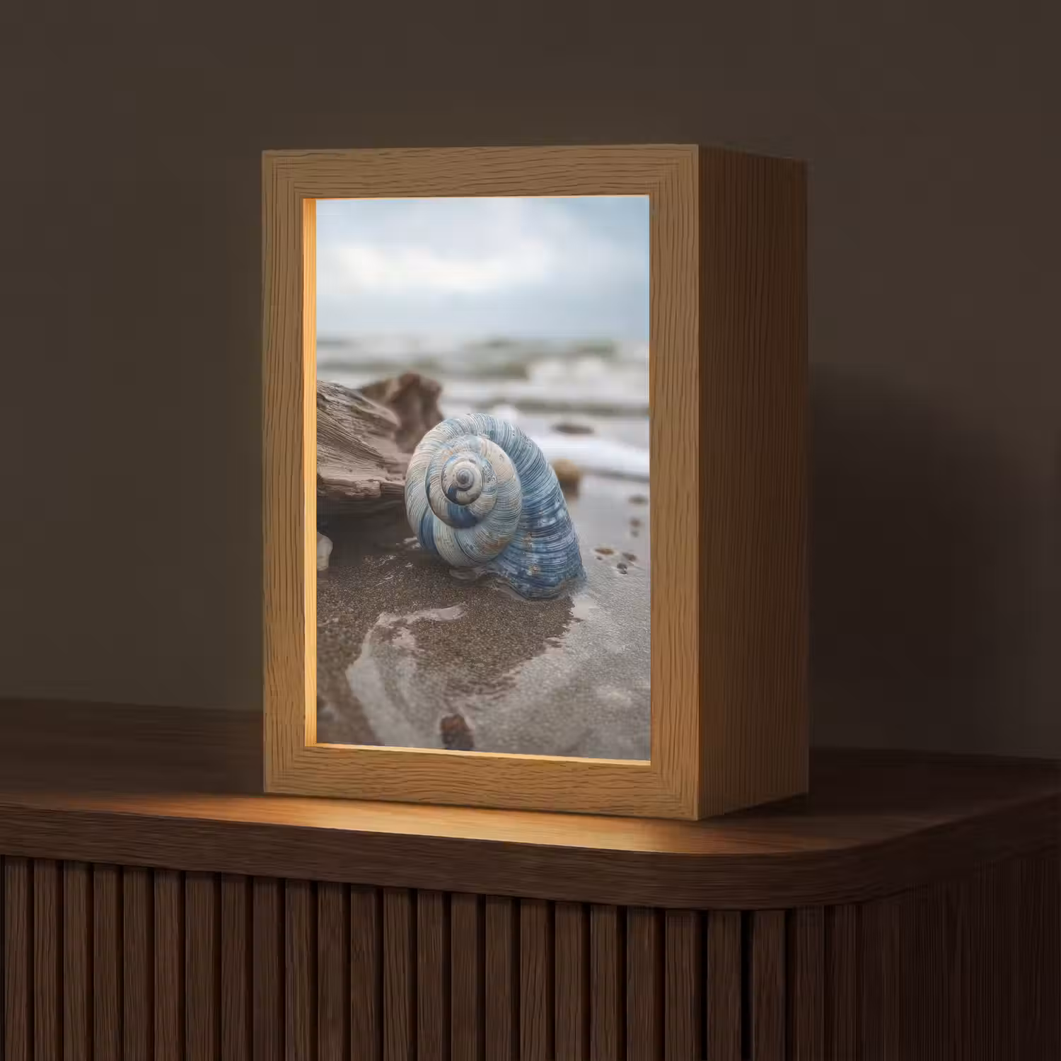Schelp - Strand - Blauw - Zee Light Box met kabel (Tafellamp) klein -z3d_website