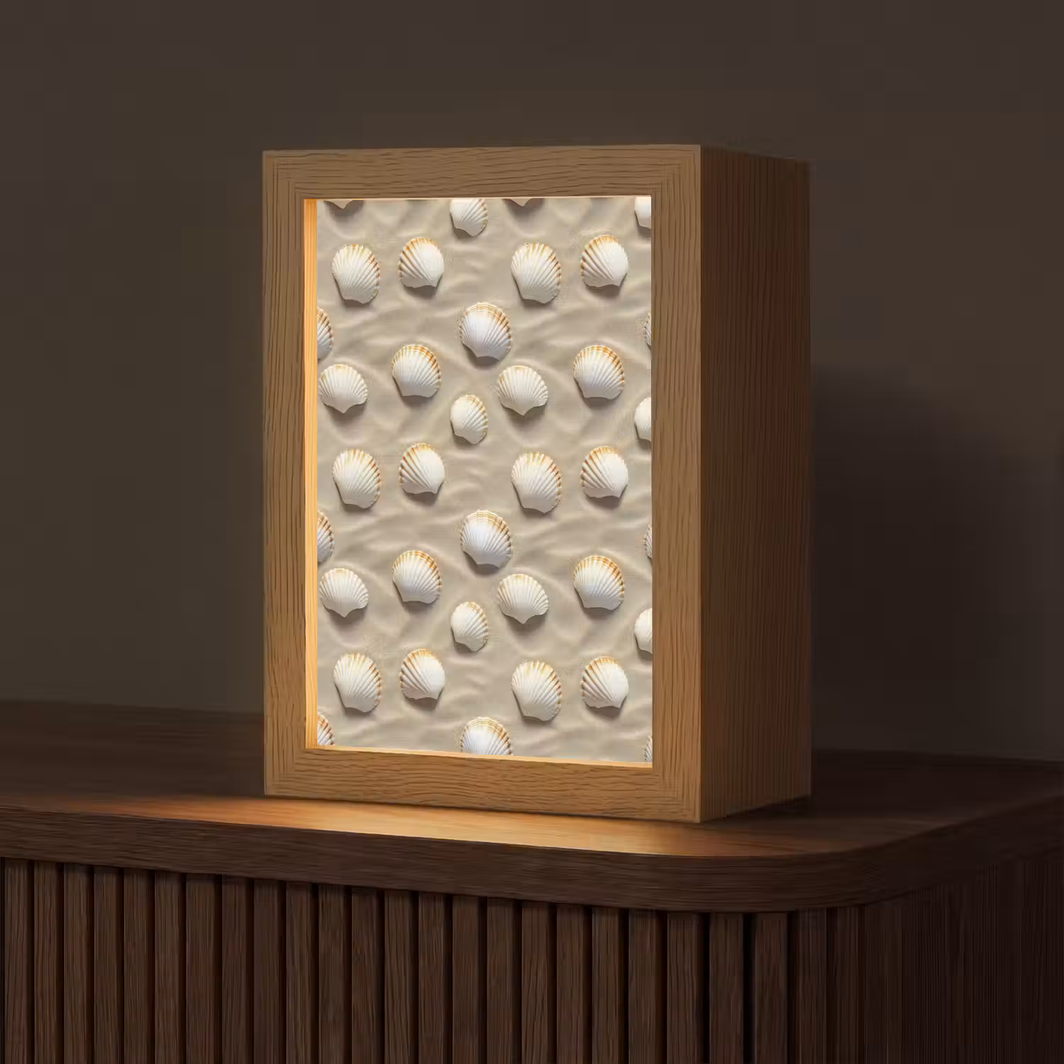 Schelpen - Zand - Maritiem Light Box met kabel (Tafellamp) klein 925 -z3d_website