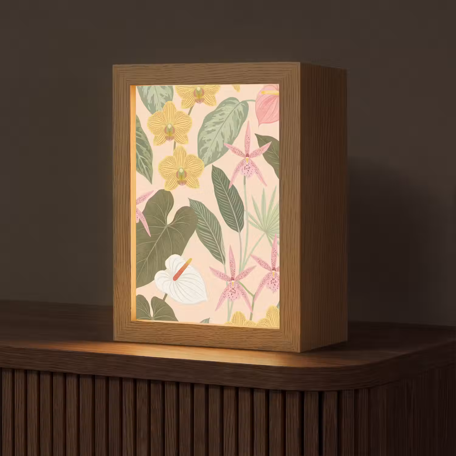 Patroon - Bloemen - Kleurrijk Light Box met kabel (Tafellamp) klein -z3d_website
