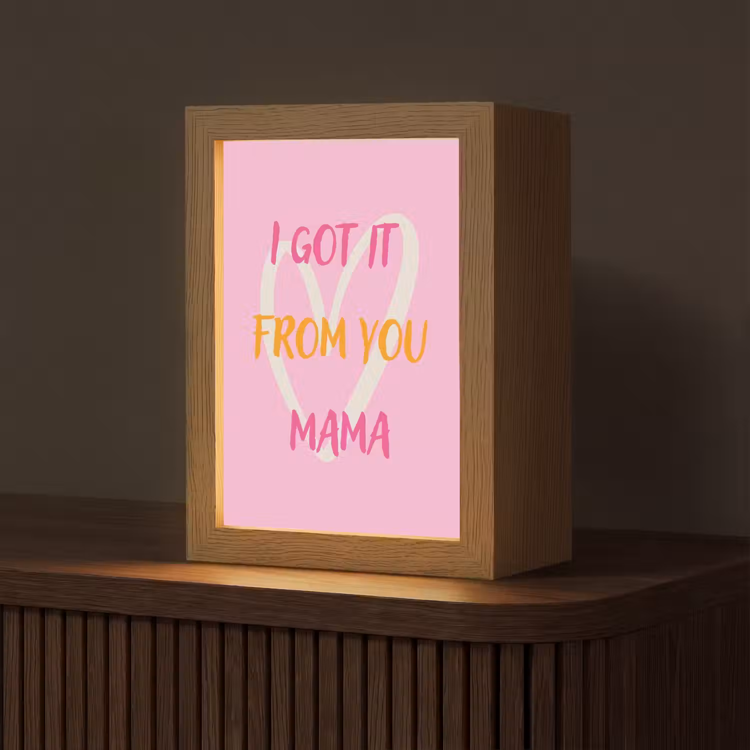 Mama - Quote - Hart - Roze Light Box met kabel (Tafellamp) klein -z3d_website