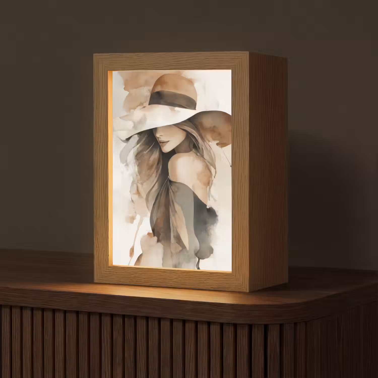 Mysterieus - Vrouw - Sepia Light Box met kabel (Tafellamp) klein -z3d_website