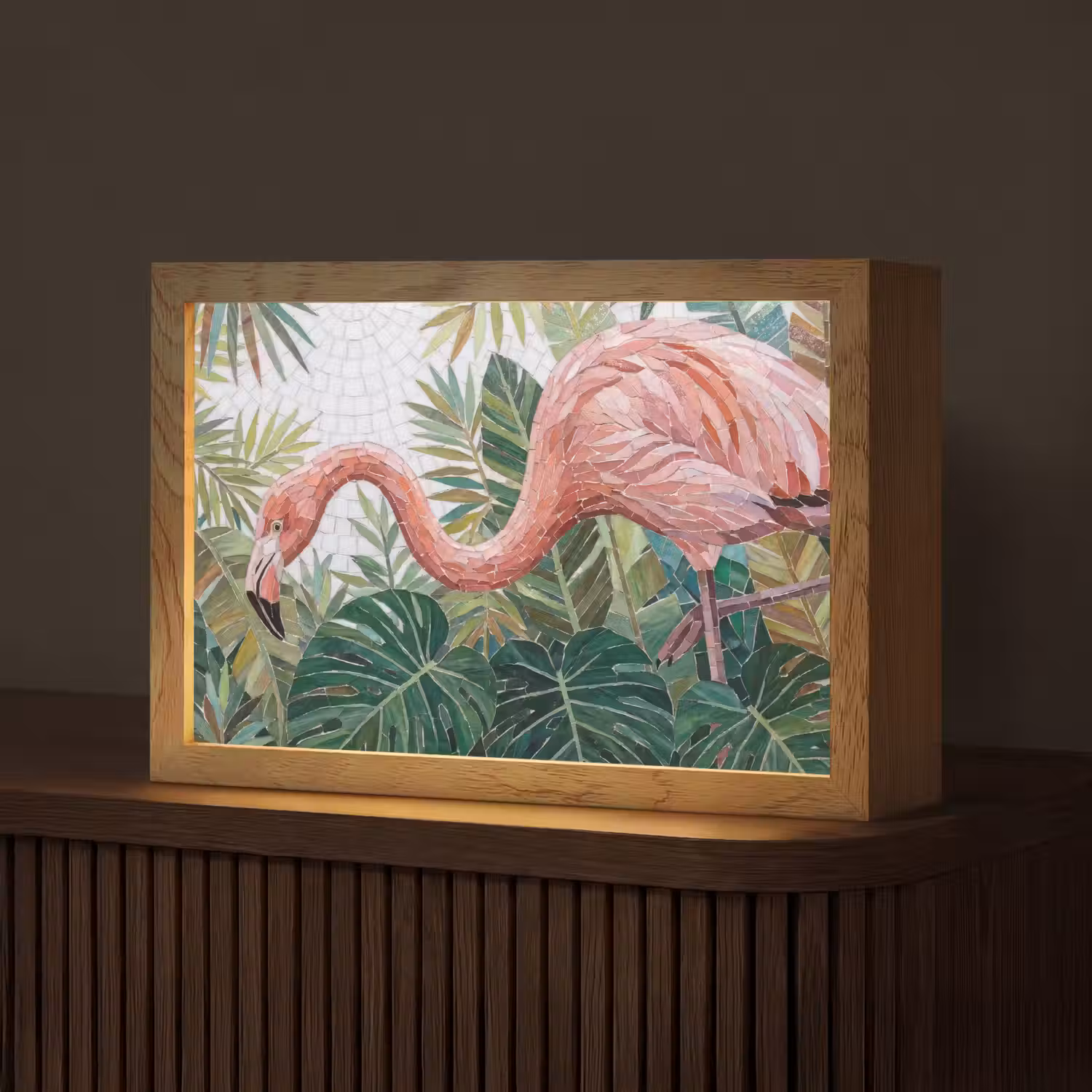 Natuur - Bladeren - Abstract - Groen - Vogel Light Box met kabel (Tafellamp) klein -z3d_website