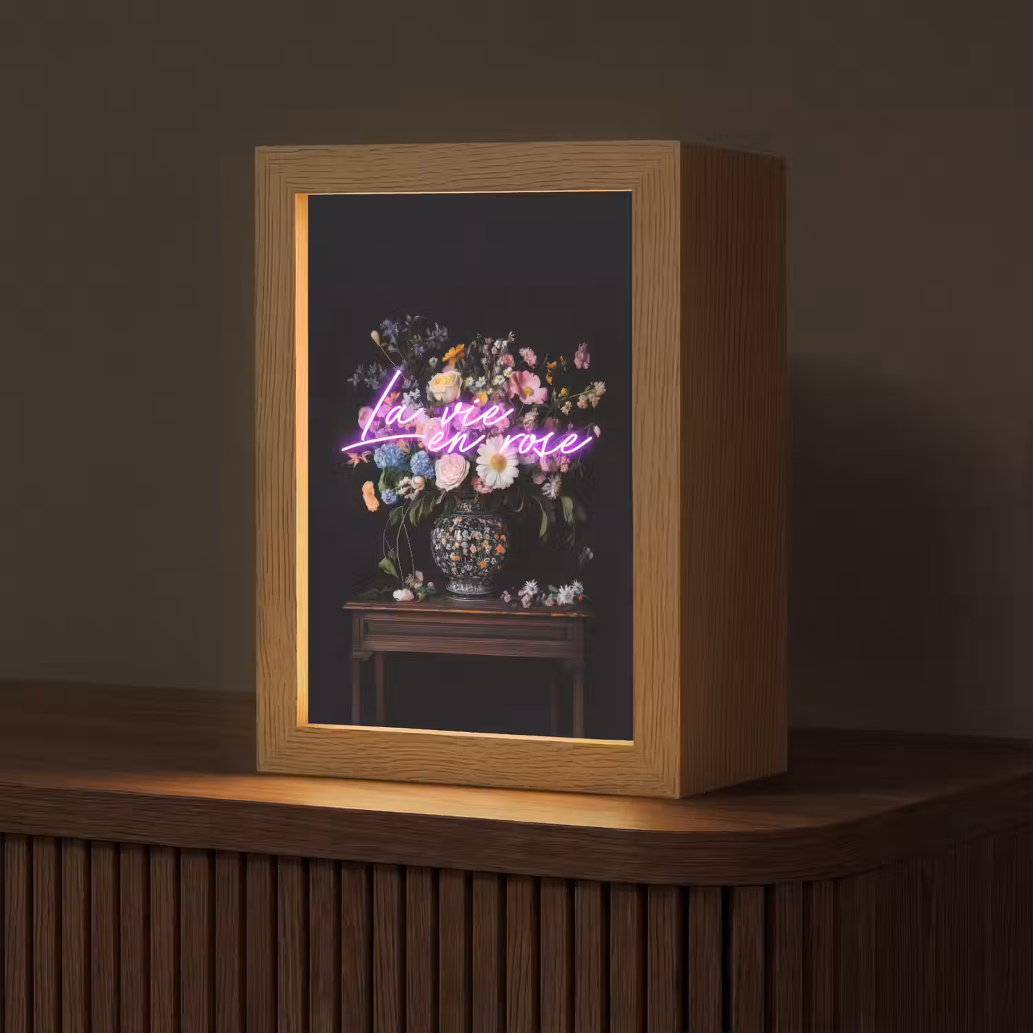 Neon - Vaas - Bloemen Light Box met kabel (Tafellamp) klein -z3d_website